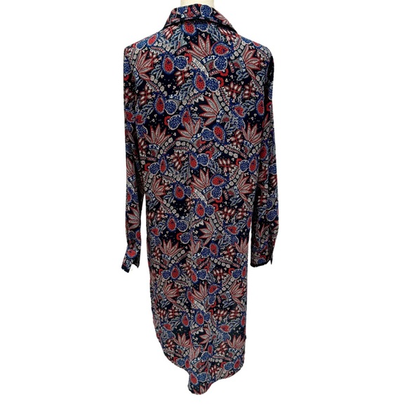 NWOT Foxcroft Red, White & Blue Paisley Collared Shirt Dress | Long Sleeves (8) - Picture 12 of 16